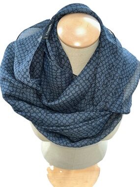 Chantelle Paris NEW blue C logo octagon semi sheer shawl scarf 71x43